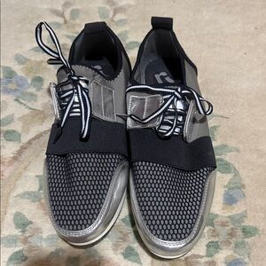 Stylish Black and Silver shoes sneakers